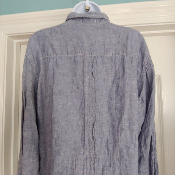 CP Shades FP Linen Beach Coastal Cruise Resort Top M Sleeve Pocket USA Chambray - Picture 8 of 11
